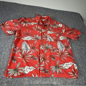 Joe Marlin Hawaiian Shirt Mens XL Button Up Unwind Tropical Plant Beach Dad Camp
